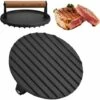 Presse à Hamburger En Fonte Avec Poignée En Bois, Presse à Steak En Fonte Robuste, Presse à Viande Antiadhésive Pour Burgers, Galettes, Barbecue, Pour Gril Plat, Plaque En Fonte Ou Poêle -Petit Électroménager 100571265 1