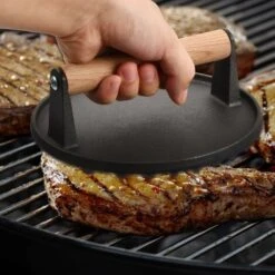Presse à Hamburger En Fonte Avec Poignée En Bois, Presse à Steak En Fonte Robuste, Presse à Viande Antiadhésive Pour Burgers, Galettes, Barbecue, Pour Gril Plat, Plaque En Fonte Ou Poêle -Petit Électroménager 100571265 3
