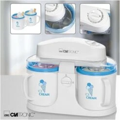 Machine à Glace/Sorbetière Duo Deux Compartiments Clatronic ICM 3650 Blanc -Petit Électroménager 100762285 3
