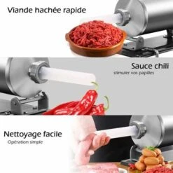 COSTWAY Poussoir à Saucisses Viande 4.8L Machine à Saucisse Remplissage De Saucisse En Acier Inoxydable Avec 4 X Tubes -Petit Électroménager 11725640 3