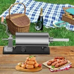 COSTWAY Poussoir à Saucisses Viande 4.8L Machine à Saucisse Remplissage De Saucisse En Acier Inoxydable Avec 4 X Tubes -Petit Électroménager 11725640 5