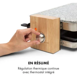 Prime-Rib Gril à Raclette 8 Pers. 1 500 W Plaque En Pierre Naturelle Acier Inoxydable Pieds En Bois -Petit Électroménager 12992315 5