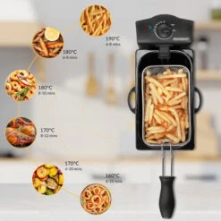 Deuba Friteuse électrique 3L En Acier Inoxydable 2000W Cuve Amovible Technologie Zone Froide Température Réglable -Petit Électroménager 18477129 3