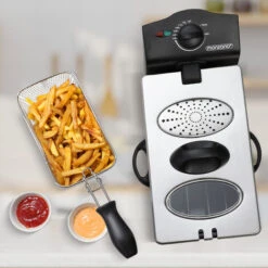 Deuba Friteuse électrique 3L En Acier Inoxydable 2000W Cuve Amovible Technologie Zone Froide Température Réglable -Petit Électroménager 18477129 5