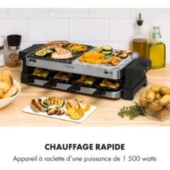 Sirloin Appareil à Raclette Pour 8 Personnes 1500W Aluminium & Pierre -Petit Électroménager 22845387 2