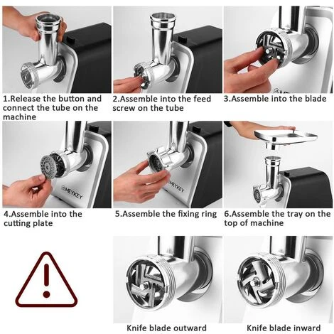 Hachoir à Viande électrique Multifonction Avec 3 Plaques De Broyage Pour Saucisse Noir 6 Hachoir à Viande électrique Multifonction Avec 3 Plaques De Broyage Pour Saucisse Noir – Image 4