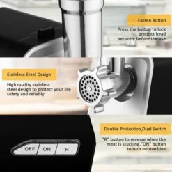 Hachoir à Viande électrique Multifonction Avec 3 Plaques De Broyage Pour Saucisse Noir 11 Hachoir à Viande électrique Multifonction Avec 3 Plaques De Broyage Pour Saucisse Noir -Petit Électroménager 23088803 5