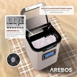 AREBOS Machine à Glaçons En Acier Inoxydable 2,2L LCD Icemaker 12KG/24H -Petit Électroménager 26705761 4