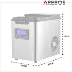 AREBOS Machine à Glaçons En Acier Inoxydable 2,2L LCD Icemaker 12KG/24H -Petit Électroménager 26705761 5