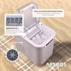 AREBOS Machine à Glaçons Cuillère à Glaçons Et Panier 2,2L Icemaker Machine à Glace 12KG En 24h -Petit Électroménager 26925263 3