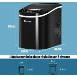 COSTWAY Machine à Glace Machine à Glaçons Noir -Petit Électroménager 27302986 5