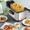 COSTWAY Friteuse Electrique En Acier Inoxydable 2000W Avec Contenance 3 L，Couvercle à Hublot, Panier à Friture 1,6KG Avec Crochet Température Et Minuterie Réglable -Petit Électroménager 28210458 1