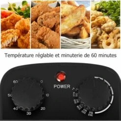 COSTWAY Friteuse Electrique En Acier Inoxydable 2000W Avec Contenance 3 L，Couvercle à Hublot, Panier à Friture 1,6KG Avec Crochet Température Et Minuterie Réglable -Petit Électroménager 28210458 3