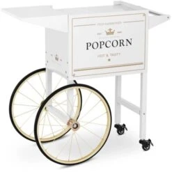 Chariot Pour Machine À Pop Corn Professionnelle Chariot Popcorn Acier Blanc & Or