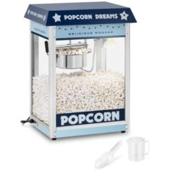 Machine À Pop Corn Appareil Rétro Électrique Style Rétro Vintage 1600W Bleu Neuf