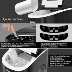 COSTWAY Machine à Glaçons Machine Pour Glace Réservoir 2,2L,12kg/24H 9 Glaçons Par 6-13Min, Pour Maison,Bureau,Café Noir -Petit Électroménager 28746827 5