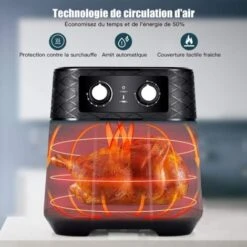 COSTWAY Friteuse à Air Chaud Sans Huile 1700W 5L Avec Minuterie Température Réglable Panier Antiadhésif Dispositif Arrêt Automatique -Petit Électroménager 29981182 4
