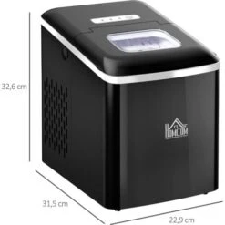 HOMCOM Machine à Glaçon 120 W - Capacité Réservoir Eau 1,8 L - Capacité Réservoir Glace 0,8 Kg - Cuillère Et Panier Inclus - PP Noir -Petit Électroménager 31805545 3
