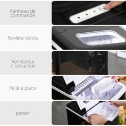 HOMCOM Machine à Glaçon 120 W - Capacité Réservoir Eau 1,8 L - Capacité Réservoir Glace 0,8 Kg - Cuillère Et Panier Inclus - PP Noir -Petit Électroménager 31805545 5