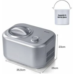 COSTWAY Machine à Glace Sorbetière 1L 100W Turbine à Glace à Compresseur Avec Cuillère,3 Modes De Fonctionnement Glaces Sorbets Yaourts Pour Maison Dortoirs -Petit Électroménager 32465366 5