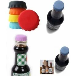 Lot De 6 Bouchons Couronne En Silicone LITZEE, Bouchon De Bouteille, Bouchon En Silicone Respectueux De L'environnement, Bouchon De Bière Réutilisable Couleur Aléatoire -Petit Électroménager 33912938 4
