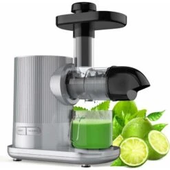 GOPLUS Extracteur De Jus 150W, Slow Juicer Presse Machine Avec Moteur Silencieux, Inclus 1 Tasse A Jus De 500ML/Brosse De Nettoyage, Adapte A Tous Les Fruits & Legumes, Argent