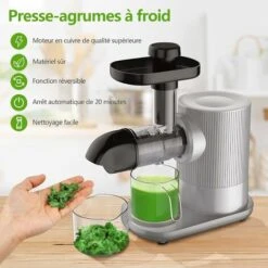GOPLUS Extracteur De Jus 150W, Slow Juicer Presse Machine Avec Moteur Silencieux, Inclus 1 Tasse A Jus De 500ML/Brosse De Nettoyage, Adapte A Tous Les Fruits & Legumes, Argent -Petit Électroménager 40243231 3