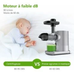 GOPLUS Extracteur De Jus 150W, Slow Juicer Presse Machine Avec Moteur Silencieux, Inclus 1 Tasse A Jus De 500ML/Brosse De Nettoyage, Adapte A Tous Les Fruits & Legumes, Argent -Petit Électroménager 40243231 4