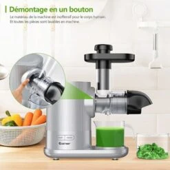 GOPLUS Extracteur De Jus 150W, Slow Juicer Presse Machine Avec Moteur Silencieux, Inclus 1 Tasse A Jus De 500ML/Brosse De Nettoyage, Adapte A Tous Les Fruits & Legumes, Argent -Petit Électroménager 40243231 5