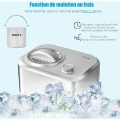 GOPLUS Sorbetiere Turbine A Glace 1 L Avec Compresseur Auto-Refroidissant 100 W, Machine A Glace/Creme Glacee Electrique Pour Yaourt Glace, Sorbet Et Creme Glacee,40 Minutes/Cycle (Argent) -Petit Électroménager 40243238 4