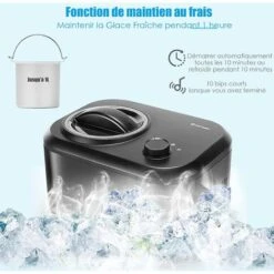 GOPLUS Sorbetiere Turbine A Glace 1 L Avec Compresseur Auto-Refroidissant 100 W, Machine A Glace/Creme Glacee Electrique Pour Yaourt Glace, Sorbet Et Creme Glacee,40 Minutes/Cycle (Noir) -Petit Électroménager 40243588 3