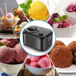 GOPLUS Sorbetiere Turbine A Glace 1 L Avec Compresseur Auto-Refroidissant 100 W, Machine A Glace/Creme Glacee Electrique Pour Yaourt Glace, Sorbet Et Creme Glacee,40 Minutes/Cycle (Noir) -Petit Électroménager 40243588 5