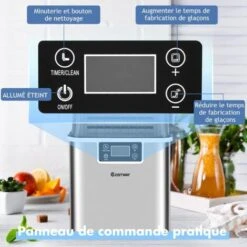 COSTWAY Machine à Glaçons 18kg/24 H Avec Emplacement De Bonbonne Ecran LCD Minuterie Pelle Auto-Nettoyage Réservoir D'Eau 3,2 L -Petit Électroménager 42087927 3