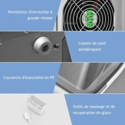 COSTWAY Machine à Glaçons 18kg/24 H Avec Emplacement De Bonbonne Ecran LCD Minuterie Pelle Auto-Nettoyage Réservoir D'Eau 3,2 L -Petit Électroménager 42087927 4