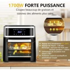 COSTWAY Four à Air 13 L, 1700 W ,8 En 1 Avec écran Tactile Et 8 Programmes Prédéfinis Noir -Petit Électroménager 45764304 3