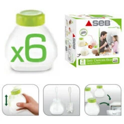 Pot Yaourt à Boire Par 6 XF102000 Pour Yaourtière SEB MULTI DELICES, MULTI DELICES COMPACT