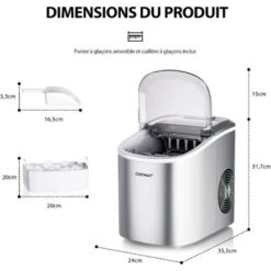 COSTWAY Machine à Glaçons Portable 12 Kg/24H 2 Formats De Glaçons 6-13 Minutes Réservoir D'Eau 2,2 L Avec Pelle Panier Amovible Gris -Petit Électroménager 47580287 5