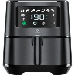 Kesser® XXL 5,5 litres Friteuse à Air Chaud Acier Inoxydable Corbeille à Pain Incluse Friteuse 1 700 W Friteuse Airfryer Écran Tactile 8 programmes Sans Huile ✓ Four ✓ Air Chaud ✓ Gril Sans Gr