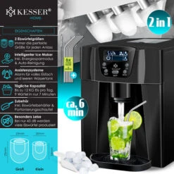 KESSER® Machine à Glaçons Machine à Glaçons Acier Inoxydable Machine à Glace 100 W 12 kg 24 h 2 Tailles De Glaçons Préparation En 6 min Réservoir D'eau De 2 litres Minuterie Écran LCD, Le Noir 8 KESSER® Machine à Glaçons Machine à Glaçons Acier Inoxydable Machine à Glace 100 W 12 kg 24 h 2 Tailles De Glaçons Préparation En 6 min Réservoir D'eau De 2 litres Minuterie Écran LCD, Le Noir -Petit Électroménager 50753080 2
