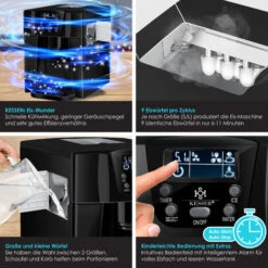 KESSER® Machine à Glaçons Machine à Glaçons Acier Inoxydable Machine à Glace 100 W 12 kg 24 h 2 Tailles De Glaçons Préparation En 6 min Réservoir D'eau De 2 litres Minuterie Écran LCD, Le Noir 9 KESSER® Machine à Glaçons Machine à Glaçons Acier Inoxydable Machine à Glace 100 W 12 kg 24 h 2 Tailles De Glaçons Préparation En 6 min Réservoir D'eau De 2 litres Minuterie Écran LCD, Le Noir -Petit Électroménager 50753080 3