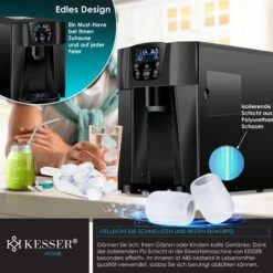 KESSER® Machine à Glaçons Machine à Glaçons Acier Inoxydable Machine à Glace 100 W 12 kg 24 h 2 Tailles De Glaçons Préparation En 6 min Réservoir D'eau De 2 litres Minuterie Écran LCD, Le Noir 10 KESSER® Machine à Glaçons Machine à Glaçons Acier Inoxydable Machine à Glace 100 W 12 kg 24 h 2 Tailles De Glaçons Préparation En 6 min Réservoir D'eau De 2 litres Minuterie Écran LCD, Le Noir -Petit Électroménager 50753080 4