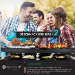 KESSER® Appareil à Raclette 3 en 1 Avec Pierre De Cuisson Naturelle, Plaque De Gril Et Fondue, Barbecue De Table Pour 8 convives, Barbecue électrique Raclette Barbecue Plaque Antiadhésive, 8 poêlons E -Petit Électroménager 50753562 4