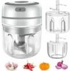 2PCS Mini Hachoir Électrique Hachoir à Viande Sans Fil Hachoir Alimentaire Avec Lames Tranchantes,Presse-ail Électrique Mini Mixeur Pour Aliments Pour Bébé,Viande,Ail-250ML&100ML -Petit Électroménager 52975786 1