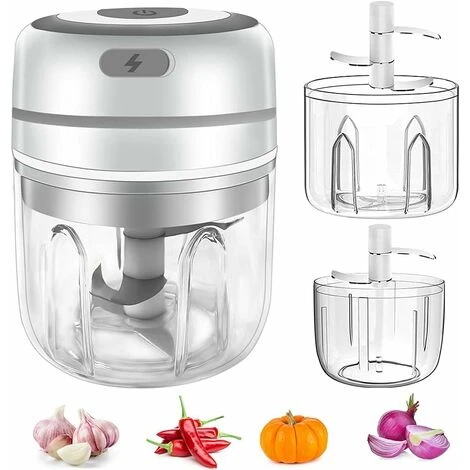 2PCS Mini Hachoir Électrique Hachoir à Viande Sans Fil Hachoir Alimentaire Avec Lames Tranchantes,Presse-ail Électrique Mini Mixeur Pour Aliments Pour Bébé,Viande,Ail-250ML&100ML 3 2PCS Mini Hachoir Électrique Hachoir à Viande Sans Fil Hachoir Alimentaire Avec Lames Tranchantes,Presse-ail Électrique Mini Mixeur Pour Aliments Pour Bébé,Viande,Ail-250ML&100ML