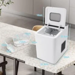 COSTWAY Machine à Glaçons 15 Kg En 24h, Glaçons Automatiques Rapide Prêt En 6 Min Blanc -Petit Électroménager 54122652 4