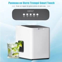 COSTWAY Machine à Glaçons 15 Kg En 24h, Glaçons Automatiques Rapide Prêt En 6 Min Blanc -Petit Électroménager 54122652 5