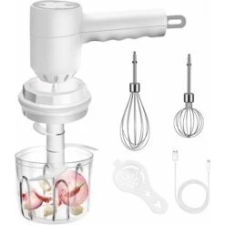 Hachoir Électrique 250 Ml, 2 En 1 Mini Hachoir & Mixeur Batteur Électrique Hachoir à Viande Électrique 3 Vitesses 2 Fouets Hacher, Découper, Mixer, Légumes, Viandes, Noix, Oignons