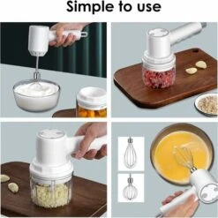 Hachoir Électrique 250 Ml, 2 En 1 Mini Hachoir & Mixeur Batteur Électrique Hachoir à Viande Électrique 3 Vitesses 2 Fouets Hacher, Découper, Mixer, Légumes, Viandes, Noix, Oignons -Petit Électroménager 54287488 5