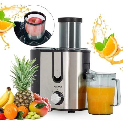 AREBOS Centrifugeuse Fruits Et Légumes En Acier Inoxydable Grande Ouverture De Remplissage De 85 Mm 800 W Sans BPA 3 AREBOS Centrifugeuse Fruits Et Légumes En Acier Inoxydable Grande Ouverture De Remplissage De 85 Mm 800 W Sans BPA