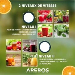 AREBOS Centrifugeuse Fruits Et Légumes En Acier Inoxydable Grande Ouverture De Remplissage De 85 Mm 800 W Sans BPA 11 AREBOS Centrifugeuse Fruits Et Légumes En Acier Inoxydable Grande Ouverture De Remplissage De 85 Mm 800 W Sans BPA -Petit Électroménager 54427234 5